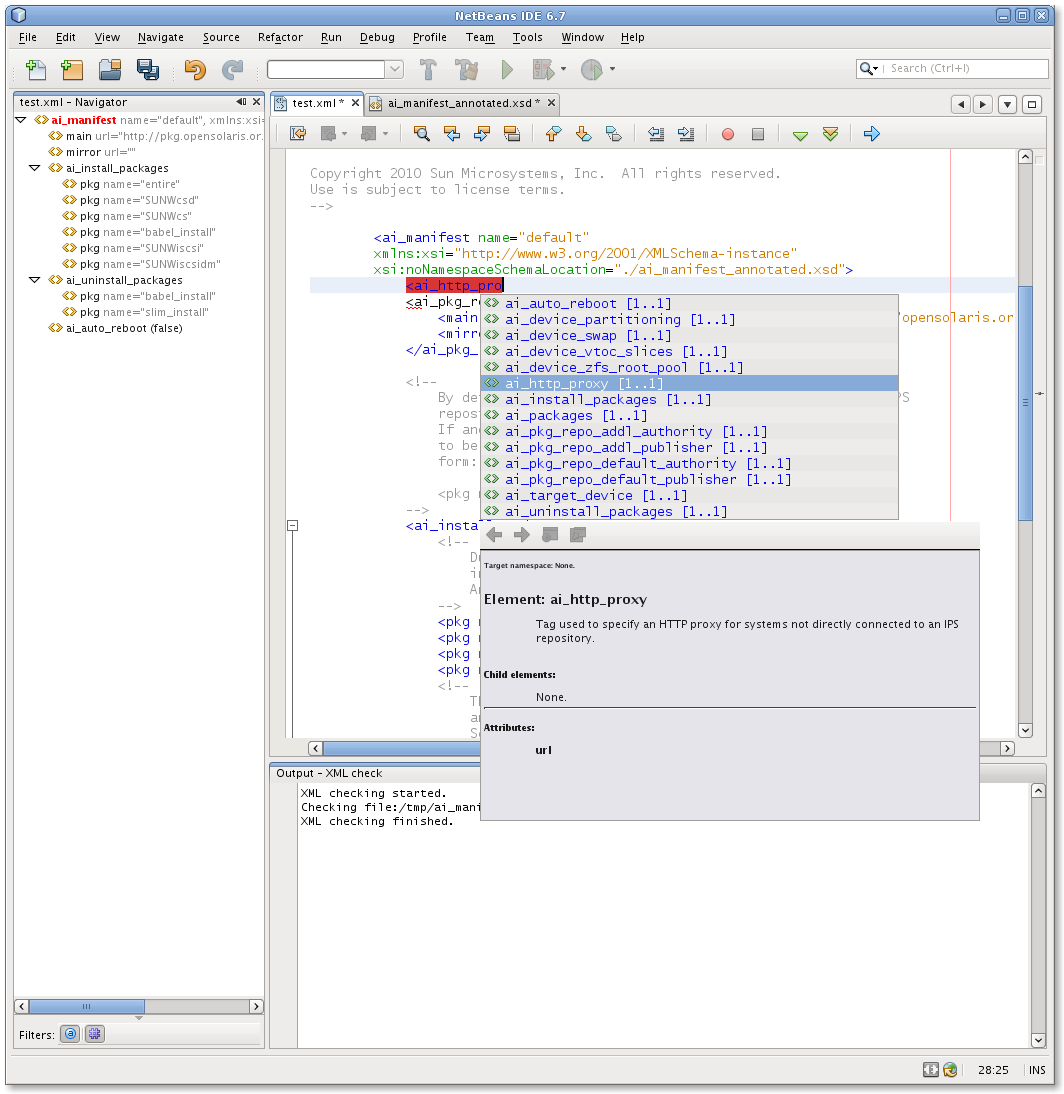 Screenshot of the NetBeans context sensitive editor.